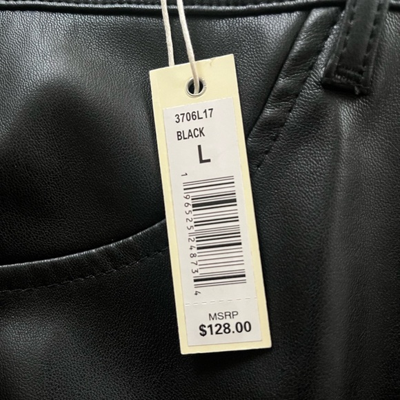 Max Studio Black Faux Leather Long Skirt with Front Slit Size Large NWT - Picture 9 of 13